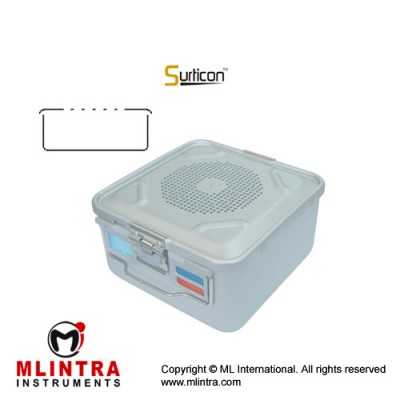 Surticon™ Sterile Container 1/2 Basic Model Grey Perforated Lid Stainless Steel - Aluminium, Size 285 x 280 x 260 mm